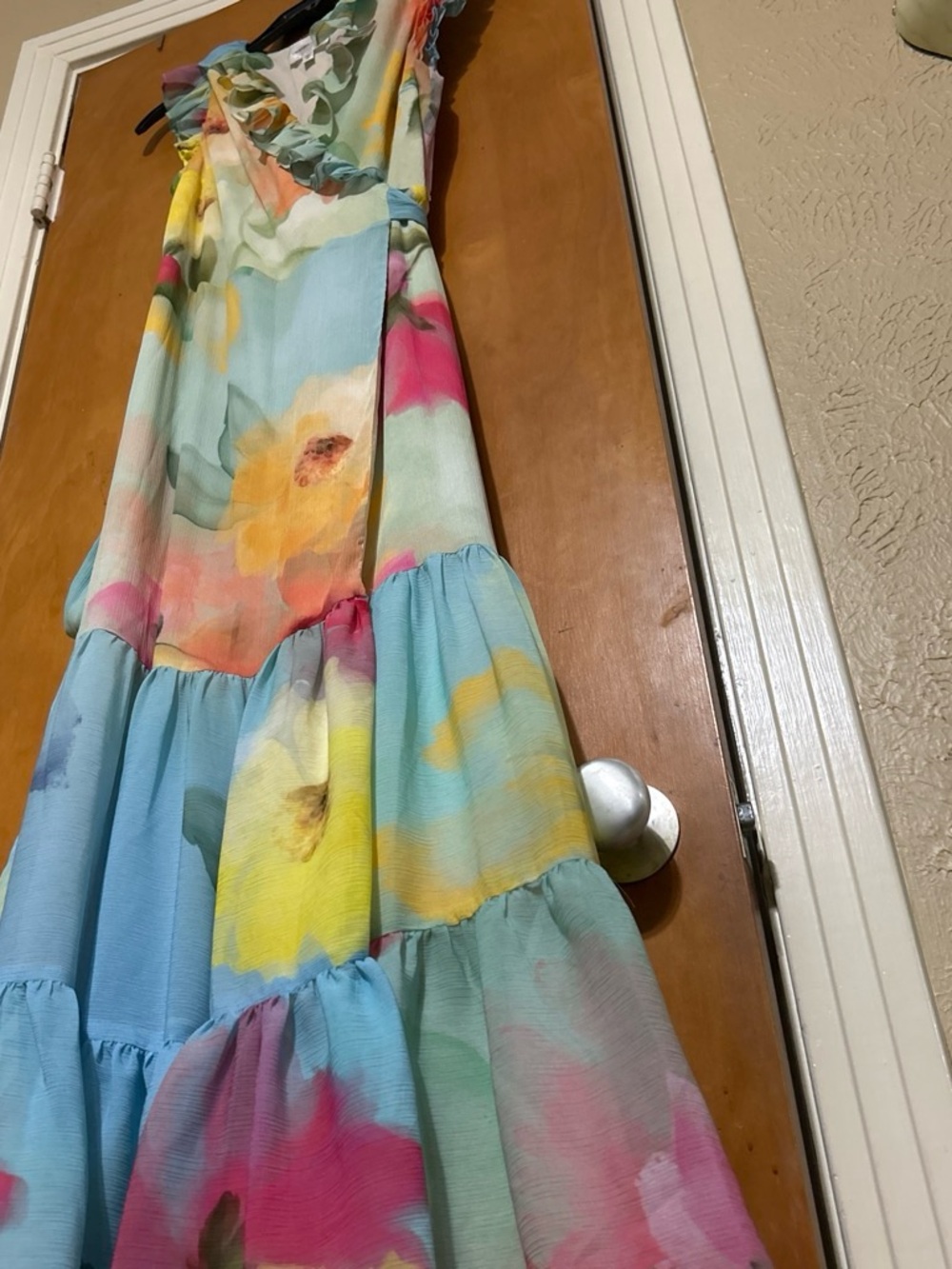 Tiered Floral Maxi Dress in Pastel Multicolor